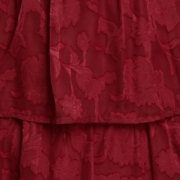 NWT Lulus Burgundy Burnout Floral Print Tiered Dress Size XL formal wedding - Picture 8 of 15